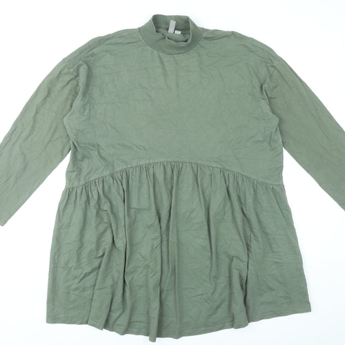 ASOS Womens Green Smock Dress UK 14 High Neck Long Sleeve