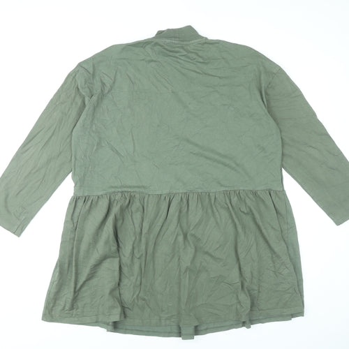 ASOS Womens Green Smock Dress UK 14 High Neck Long Sleeve