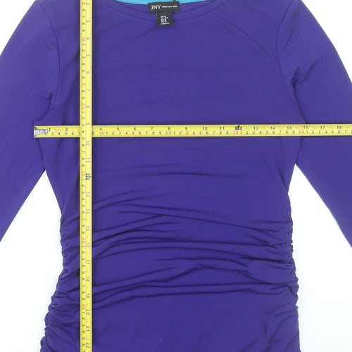 Jones New York Womens Purple Scoop Neck 3/4 Sleeve Ruched Top Size M