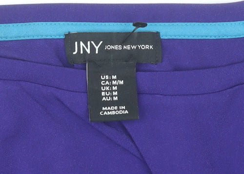 Jones New York Womens Purple Scoop Neck 3/4 Sleeve Ruched Top Size M