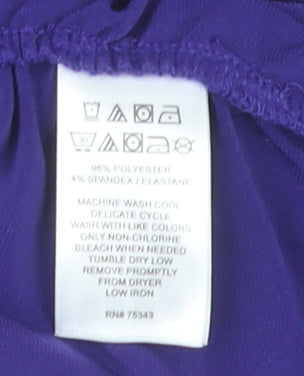 Jones New York Womens Purple Scoop Neck 3/4 Sleeve Ruched Top Size M