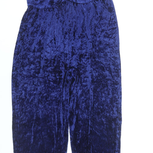 Paul Nicholsons Womens Blue Velvet Jumpsuit Size 12 Sleeveless Partywear
