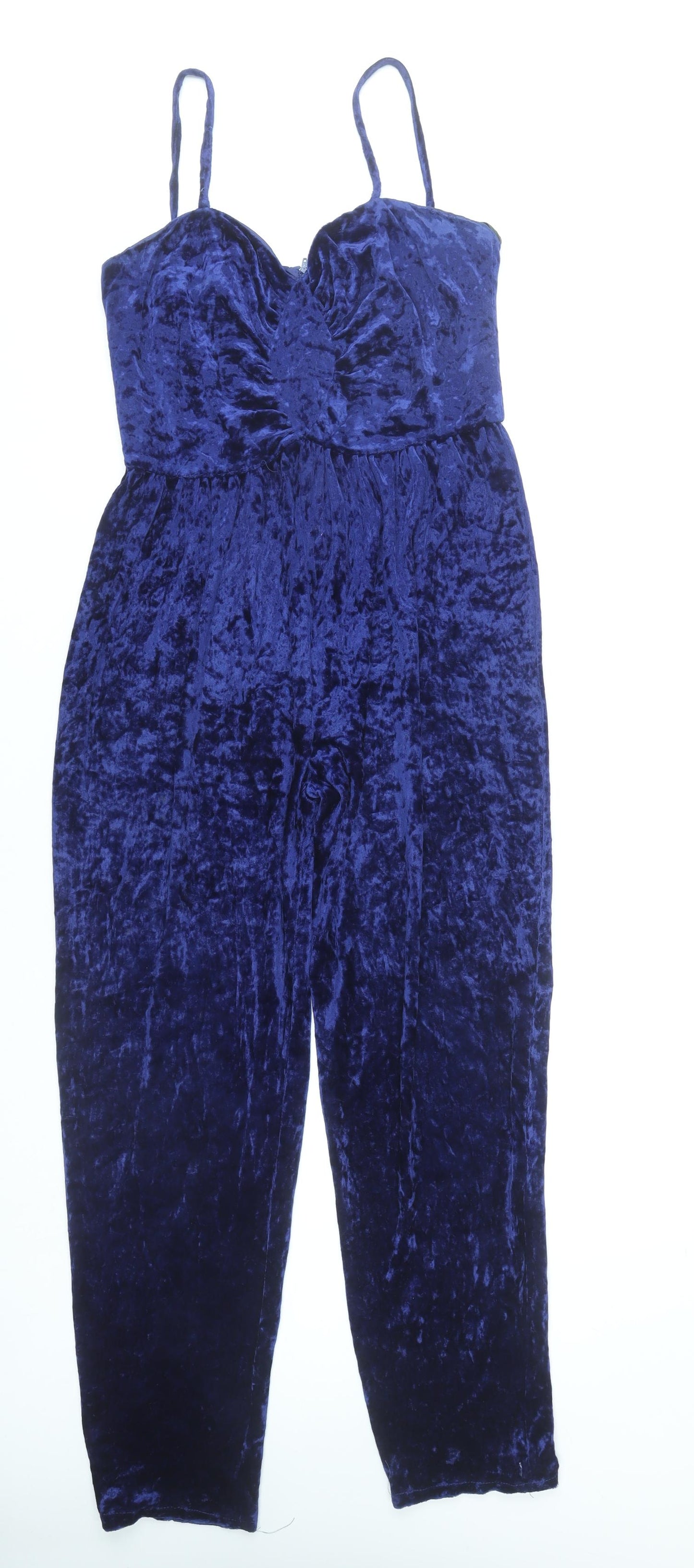 Paul Nicholsons Womens Blue Velvet Jumpsuit Size 12 Sleeveless Partywear