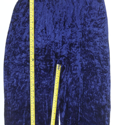 Paul Nicholsons Womens Blue Velvet Jumpsuit Size 12 Sleeveless Partywear