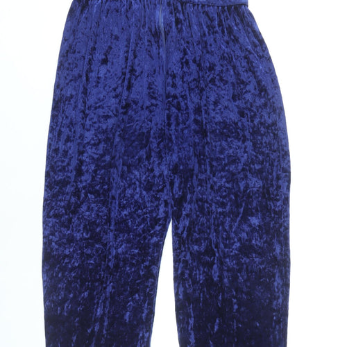 Paul Nicholsons Womens Blue Velvet Jumpsuit Size 12 Sleeveless Partywear