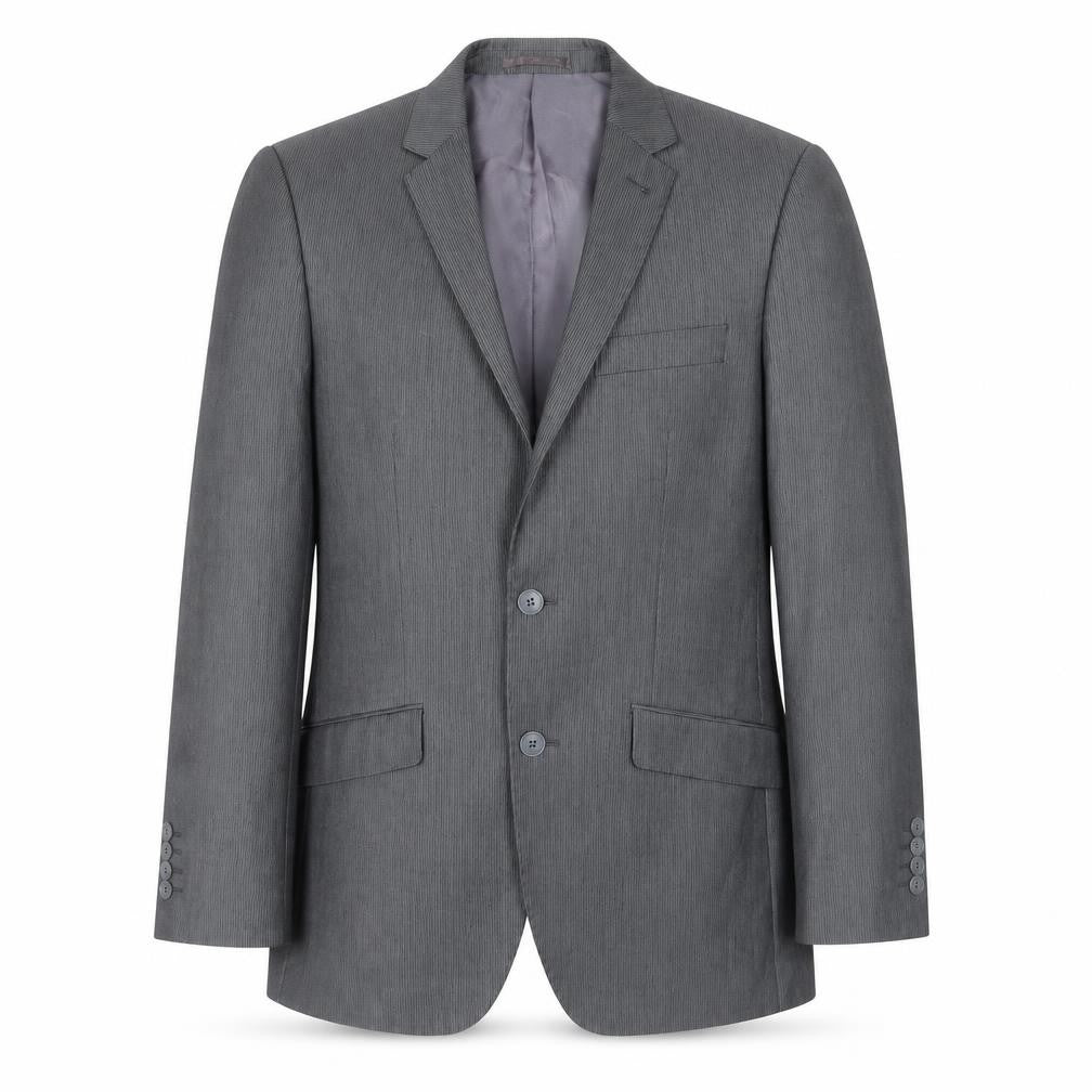 Front view of F&F Men’s Grey 38R Pinstripe Blazer Single-Breasted Jacket