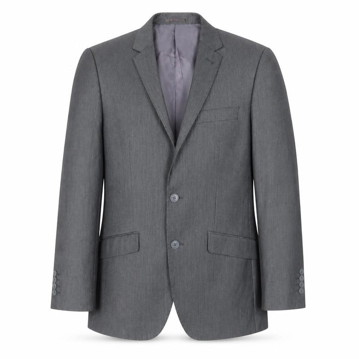 Front view of F&F Men’s Grey 38R Pinstripe Blazer Single-Breasted Jacket
