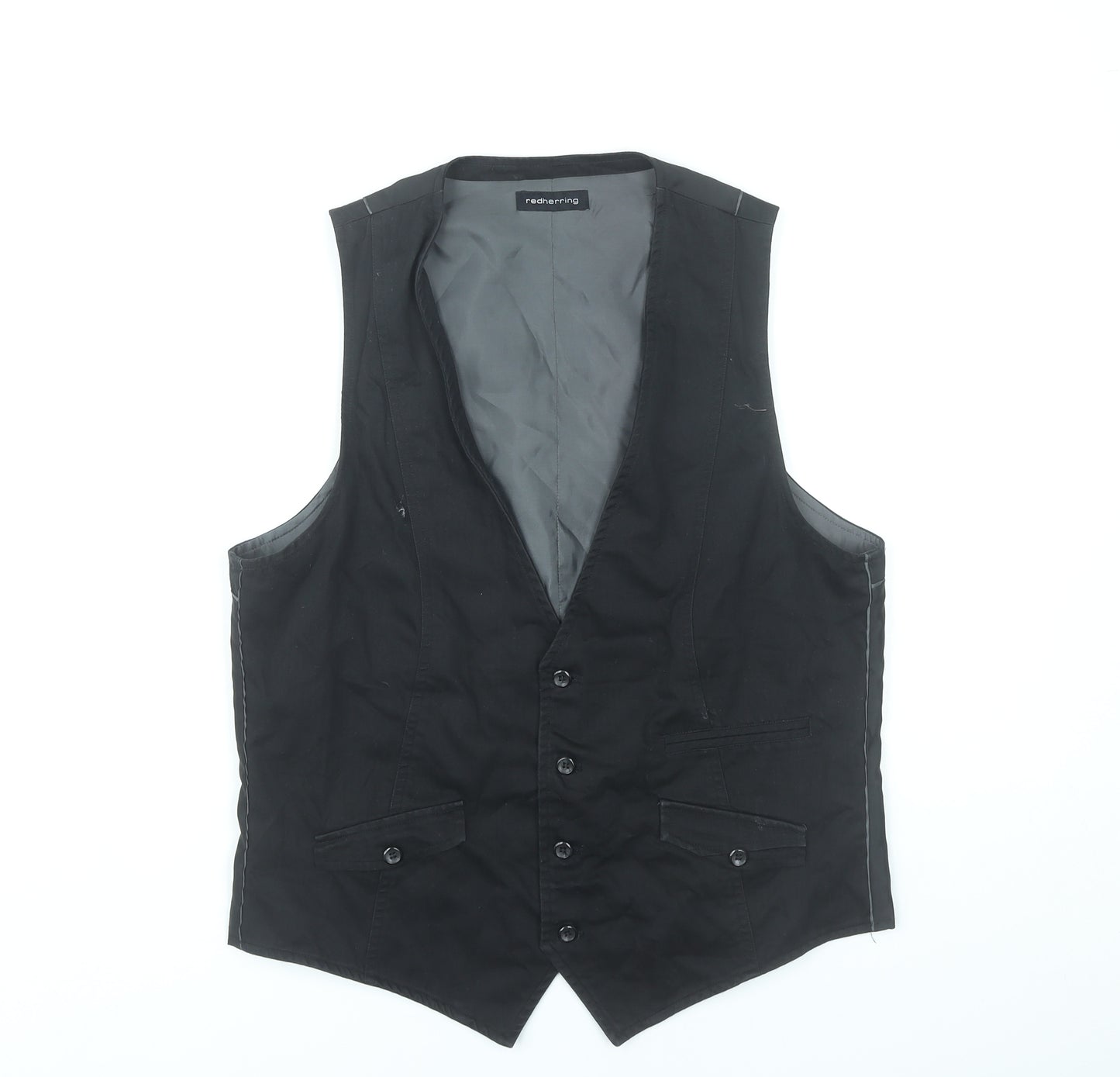 Red Herring Men's Black Waistcoat Medium Chest 39-42" Classic Formal
