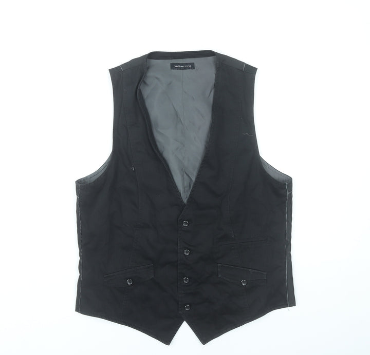 Red Herring Men's Black Waistcoat Medium Chest 39-42" Classic Formal