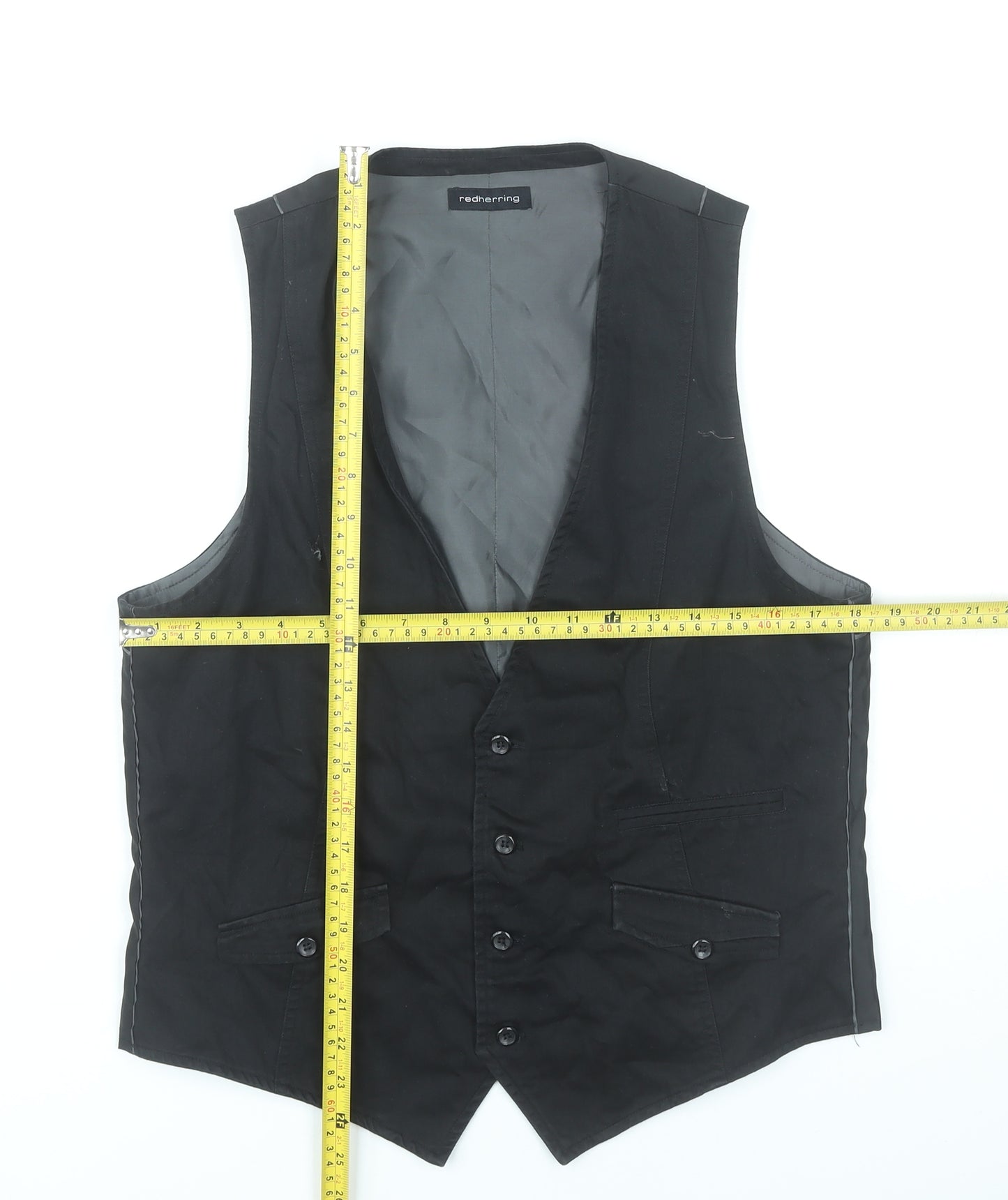 Red Herring Men's Black Waistcoat Medium Chest 39-42" Classic Formal