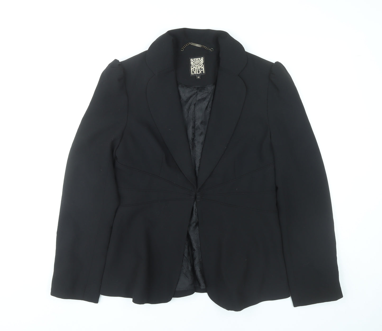 Biba Womens Black Slim Fit Blazer Jacket Size 12