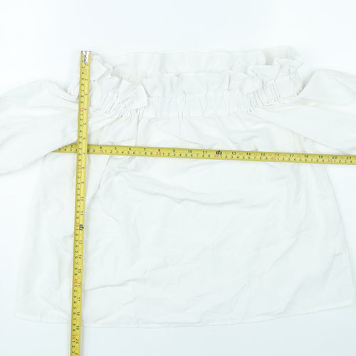 Boohoo Women’s White Off Shoulder Bell Sleeve Blouse UK 12