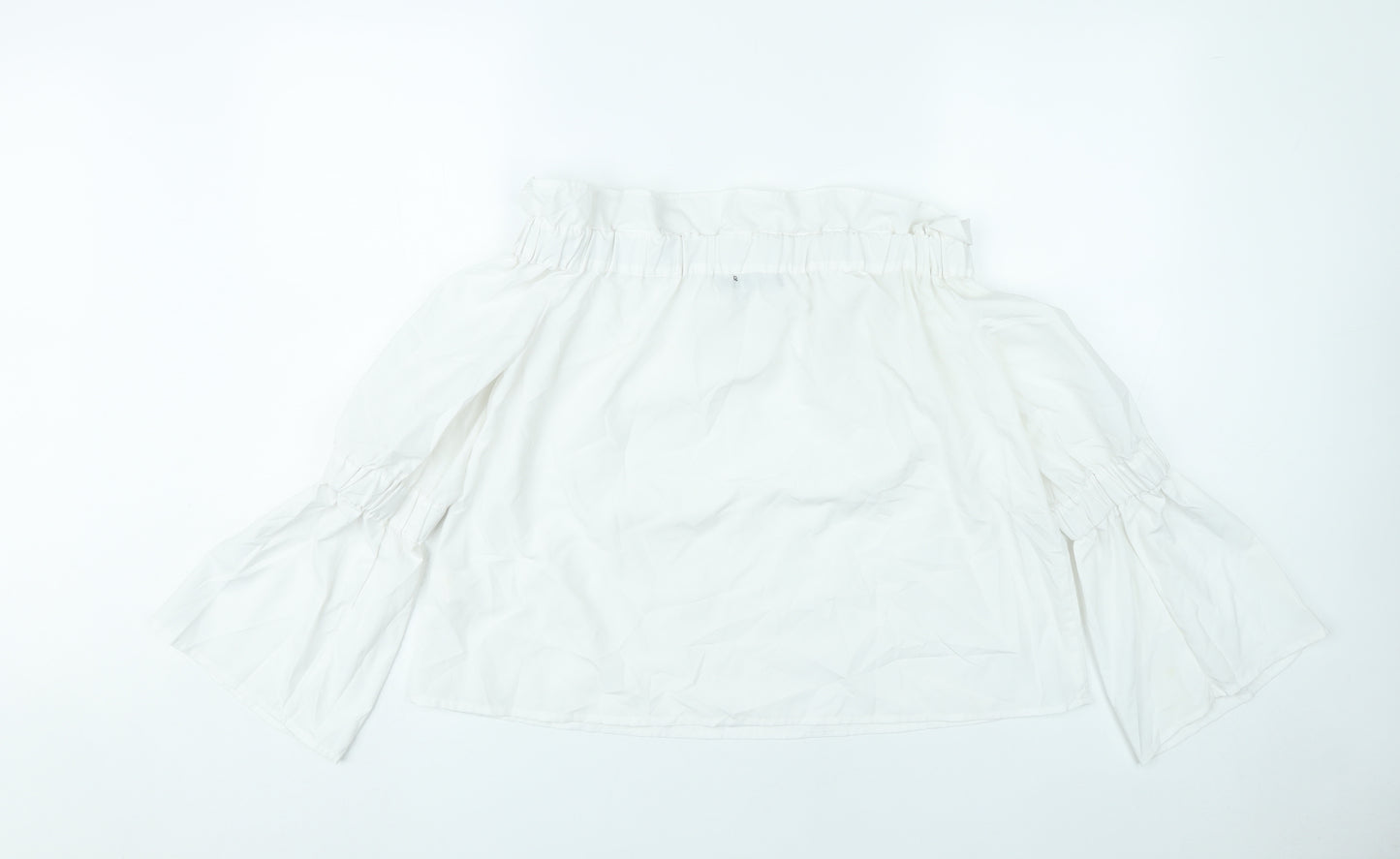 Boohoo Women’s White Off Shoulder Bell Sleeve Blouse UK 12