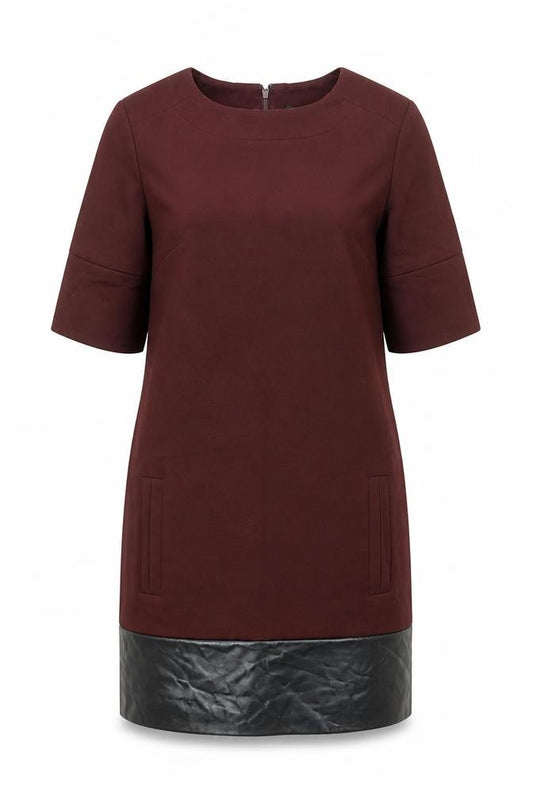 Front view of Banana Republic Women’s Red Shift Dress, size UK 6, Half Sleeve Knee Length