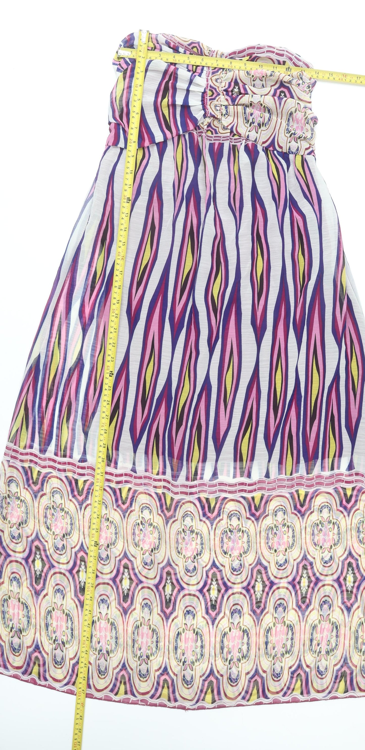 Kam Tong Womens Multicoloured Strapless Bohemian Knee Dress XL