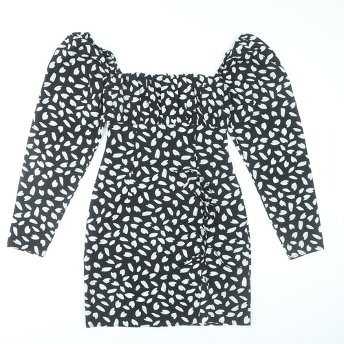 PrettyLittleThing Women’s Black White Bodycon Mini Dress Size 8