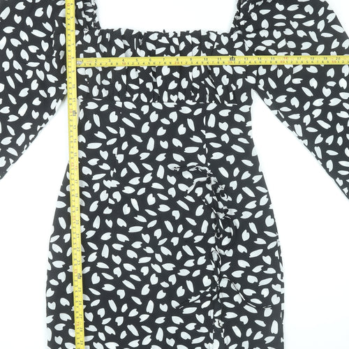 PrettyLittleThing Women’s Black White Bodycon Mini Dress Size 8