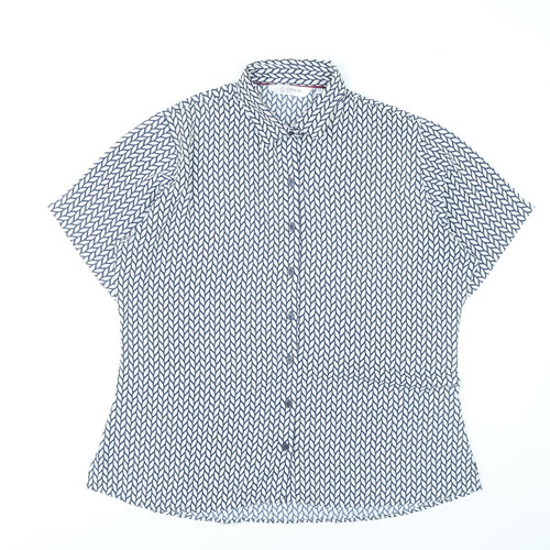Disley Edition Womens Blue Geometric Button-Up Shirt Size 14
