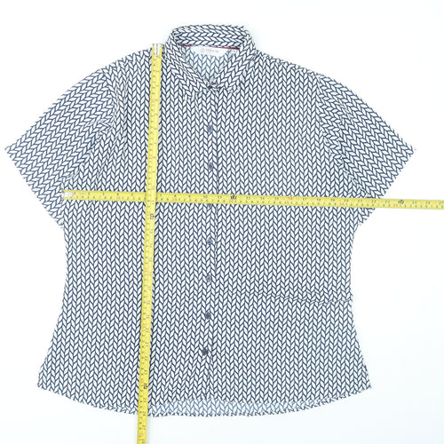 Disley Edition Womens Blue Geometric Button-Up Shirt Size 14