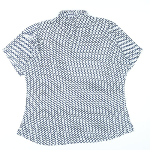 Disley Edition Womens Blue Geometric Button-Up Shirt Size 14