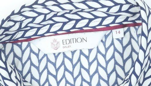 Disley Edition Womens Blue Geometric Button-Up Shirt Size 14