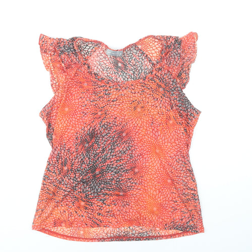 Marks and Spencer Women Orange Floral Blouse Size 16 Tunic Sleeveless