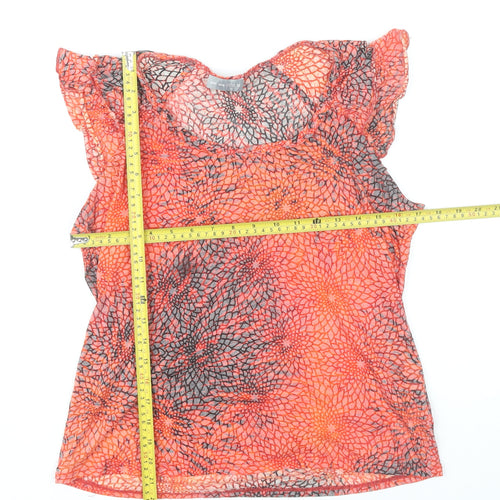 Marks and Spencer Women Orange Floral Blouse Size 16 Tunic Sleeveless