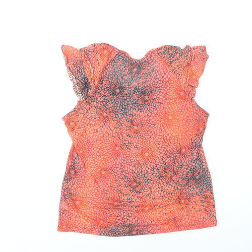 Marks and Spencer Women Orange Floral Blouse Size 16 Tunic Sleeveless