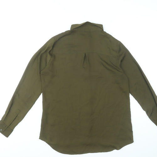 H&M Womens Green Button-Up Shirt Size 8 Long Sleeve Polyester