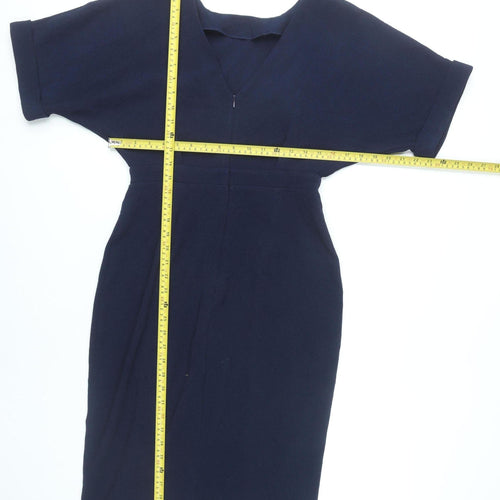 ASOS Women Blue Size 10 Sheath V-Neck Short Sleeve Dress
