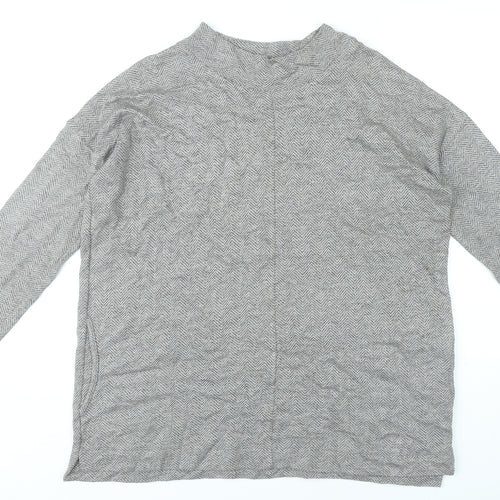 Masai Women’s Grey Herringbone Tunic Blouse Size S Long Sleeve