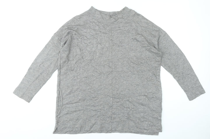 Masai Women’s Grey Herringbone Tunic Blouse Size S Long Sleeve
