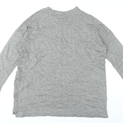 Masai Women’s Grey Herringbone Tunic Blouse Size S Long Sleeve