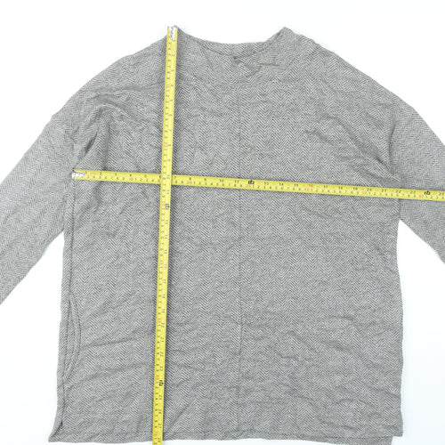 Masai Women’s Grey Herringbone Tunic Blouse Size S Long Sleeve