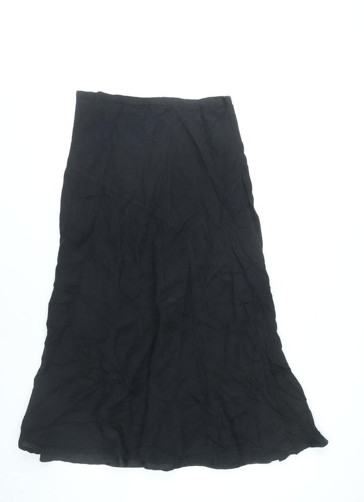 Pomodoro Women’s Black Linen Blend A-Line Midi Skirt Size 14