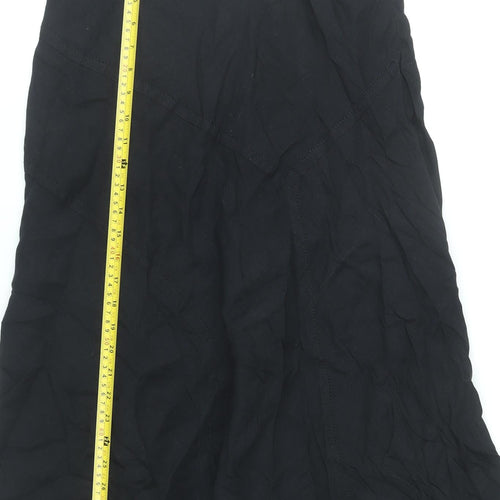 Pomodoro Women’s Black Linen Blend A-Line Midi Skirt Size 14
