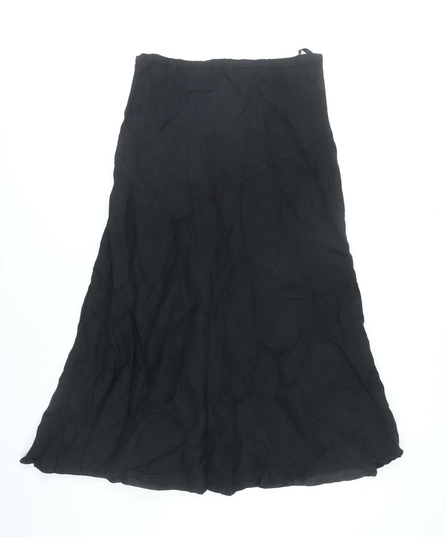 Pomodoro Women’s Black Linen Blend A-Line Midi Skirt Size 14