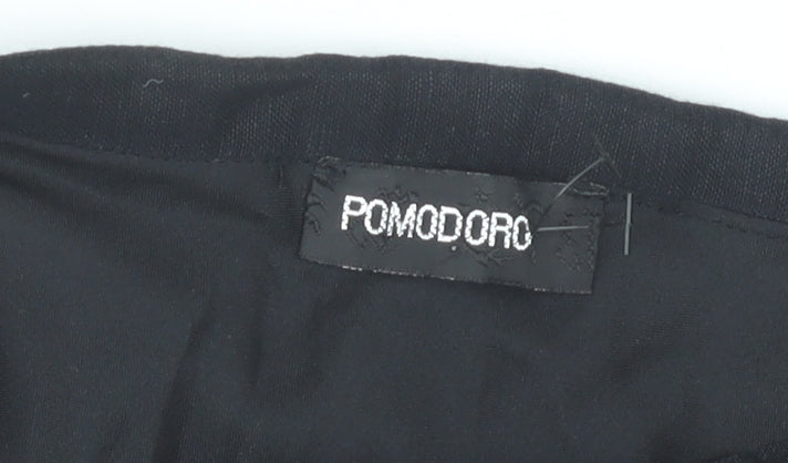 Pomodoro Women’s Black Linen Blend A-Line Midi Skirt Size 14