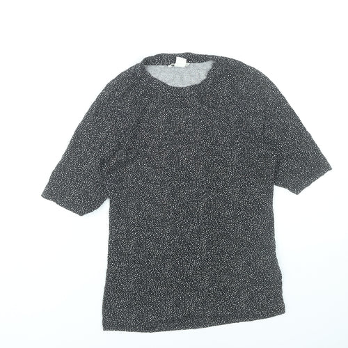H&M Women Black Polka Dot Short Sleeve Blouse Size S