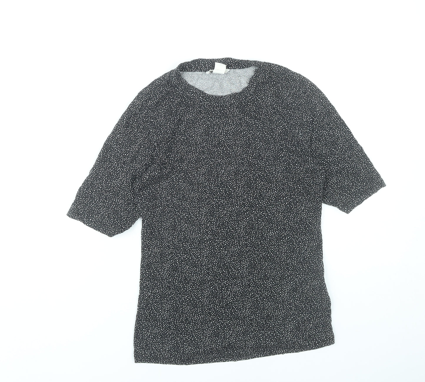 H&M Women Black Polka Dot Short Sleeve Blouse Size S