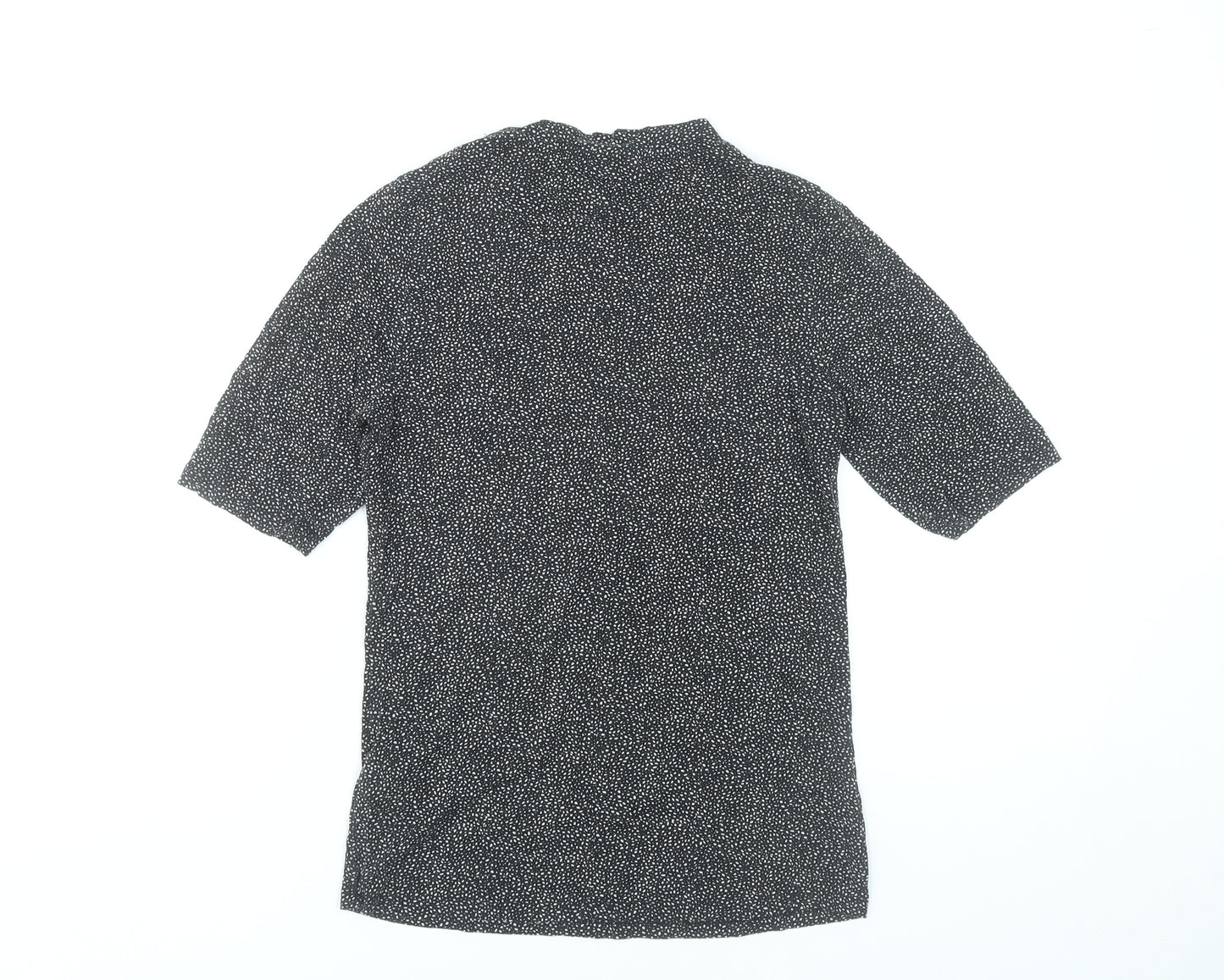 H&M Women Black Polka Dot Short Sleeve Blouse Size S