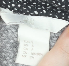 H&M Women Black Polka Dot Short Sleeve Blouse Size S