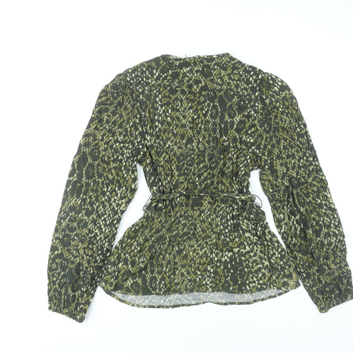 Marks and Spencer Women’s Green Animal Print Wrap Blouse Size 6