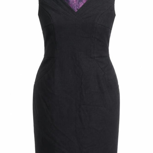 Next Womens Black Sheath Dress Size 10 V-Neck Sleeveless Workwear