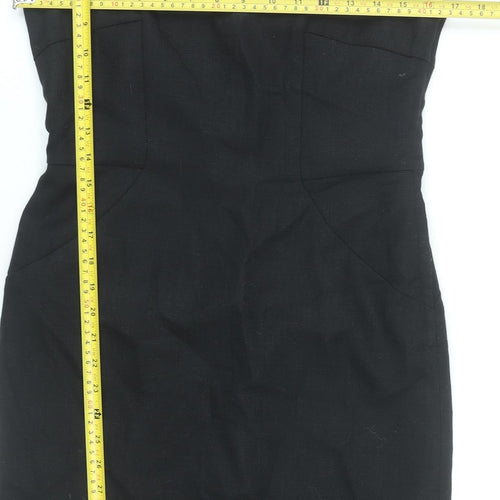 Next Womens Black Sheath Dress Size 10 V-Neck Sleeveless Workwear