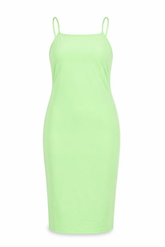 Front view of PRETTYLITTLETHING Women’s Green, size UK 14, Bodycon Midi Party Dress