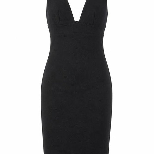 Miss Selfridge Women Black Bodycon Dress Size 10 Sleeveless V-Neck Cocktail
