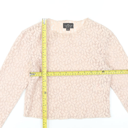Topshop Women’s Beige Lace Petite Cropped Blouse UK 6