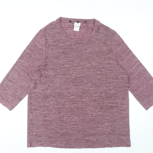 Mona Womens Purple Size 14 Basic Jersey 3/4 Sleeve Top