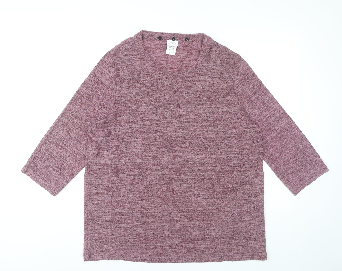 Mona Womens Purple Size 14 Basic Jersey 3/4 Sleeve Top